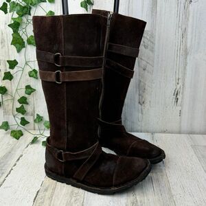 Bed Stu Boots Womens 8 Vintage Brown Suede Moccasin Zip Up Straps Riding Casual